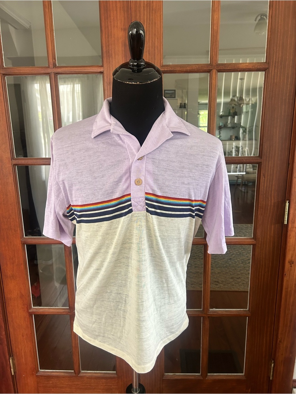 Vintage 1980's Ocean Pacific OP Polo Shirt Mens XL Rainbow Surf Beach